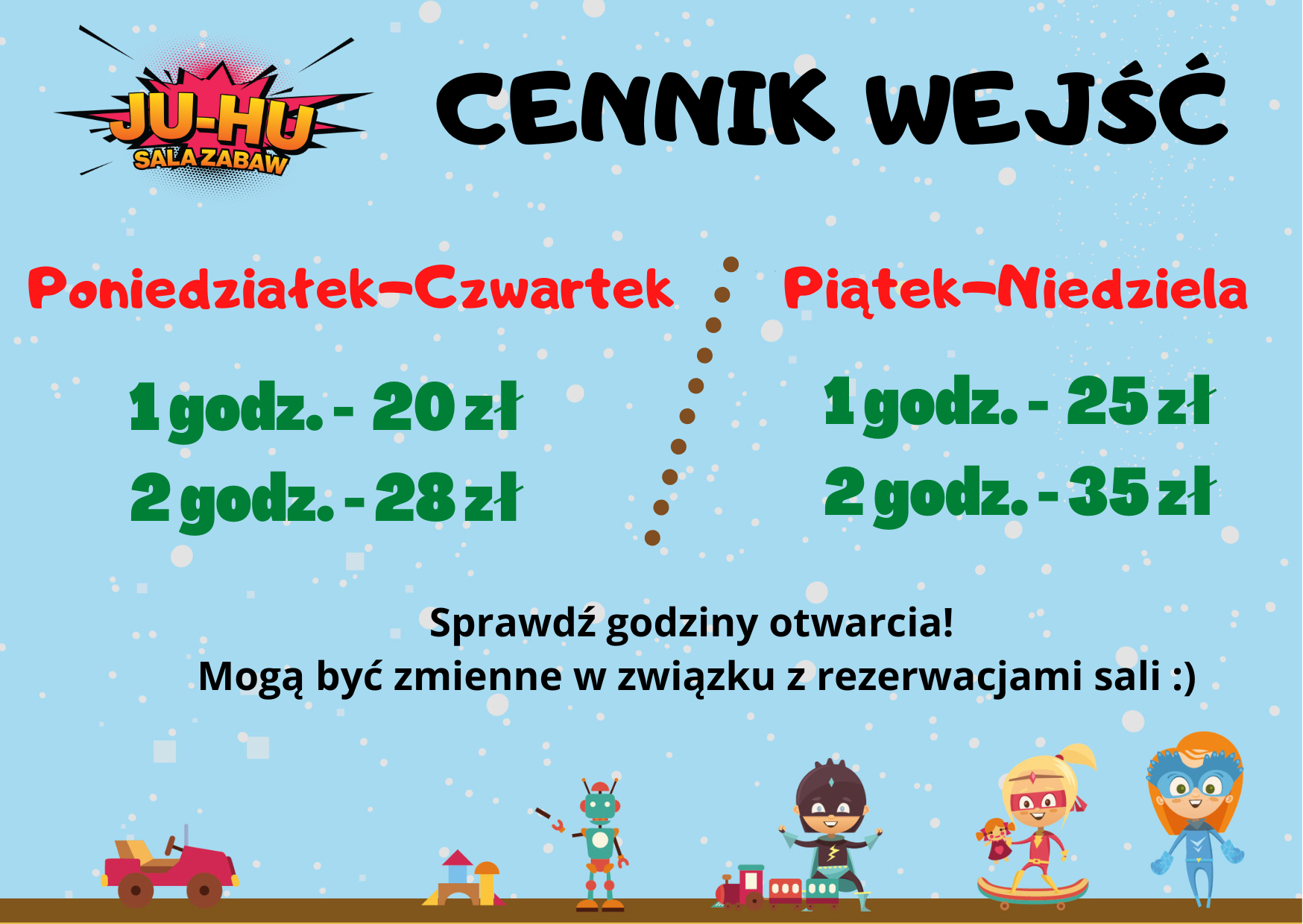 Cennik wejść na salę zabaw